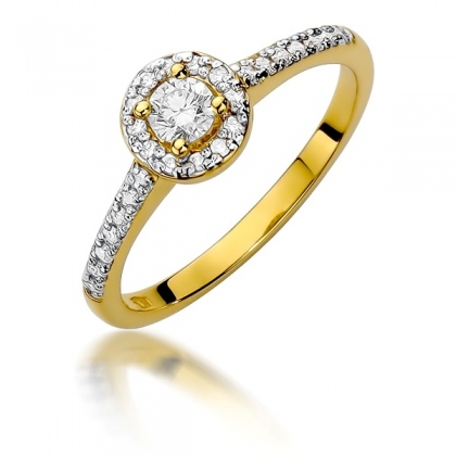 Wielokamieniowy pierścionek z Brylantami 0,28ct z żółtego/białego złota pr.585